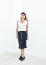 Load image into Gallery viewer, Contrast Zipper Skirt in Navy
